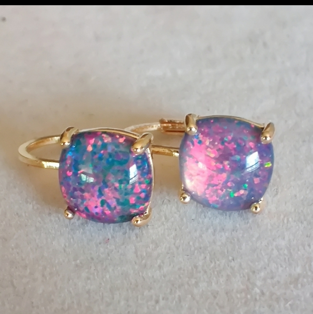 Gold sterling black opal earrings - Picture 3 of 8
